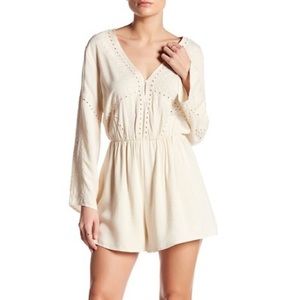 ASTR The Label Eyelet Bell Sleeve Romper